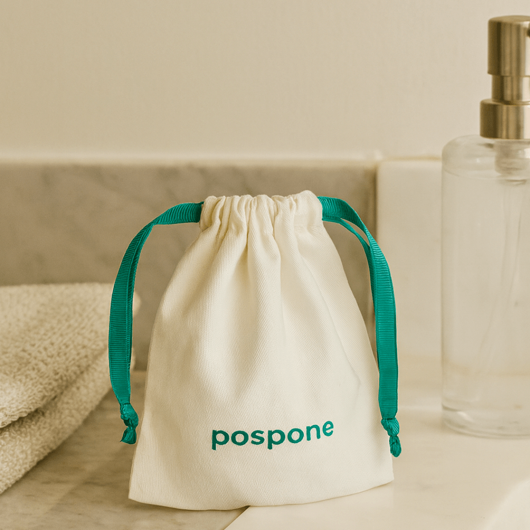 Pospone branded tote bag – eco-friendly organic cotton reusable shopper – benzene‑free, plant‑based dry shampoo by pospone