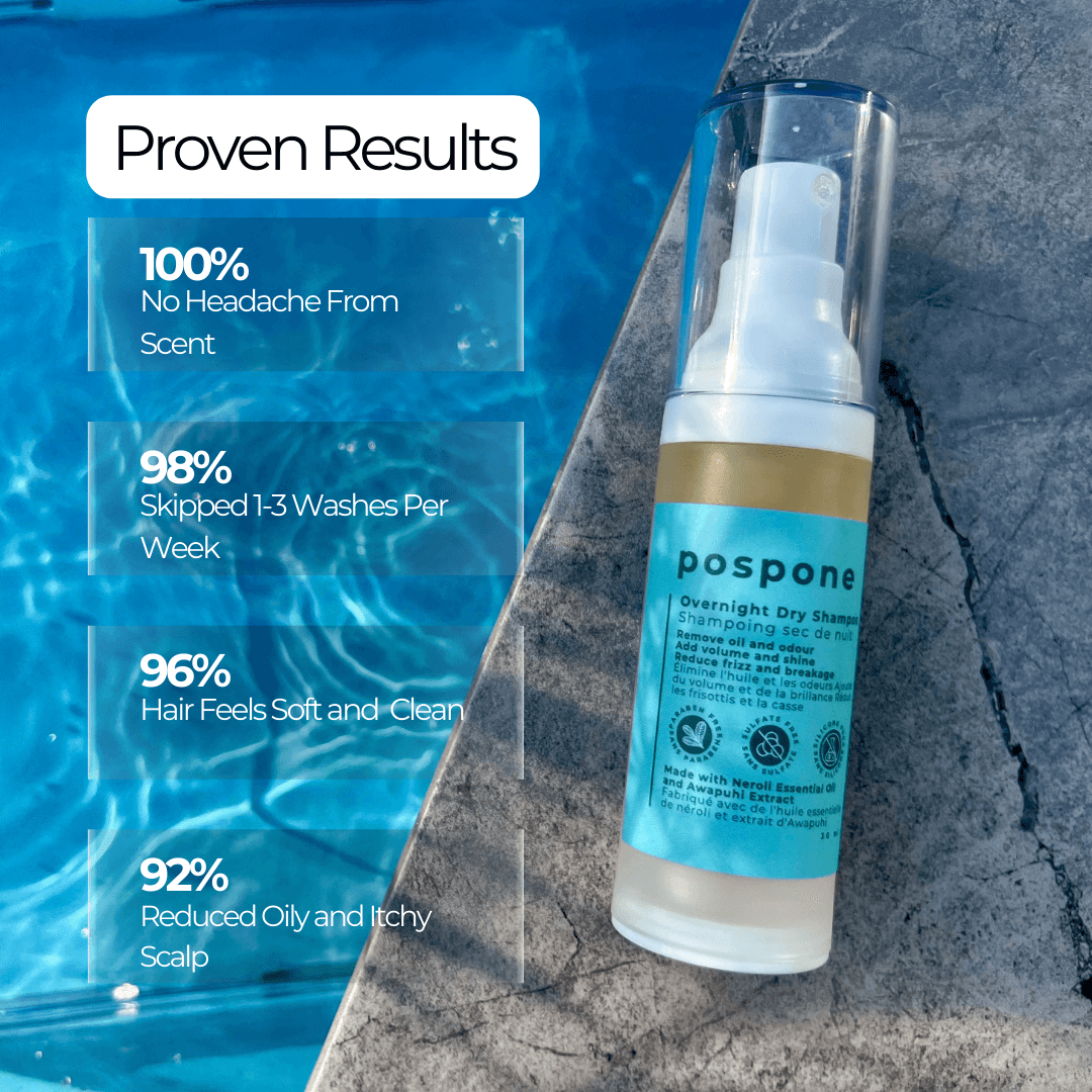 Residue-free lightweight powder formula of Pospone Overnight Dry Shampoo